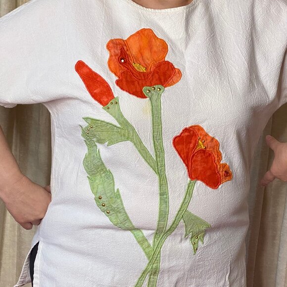 Summer Shirt White and Orange - Picture 1 of 4